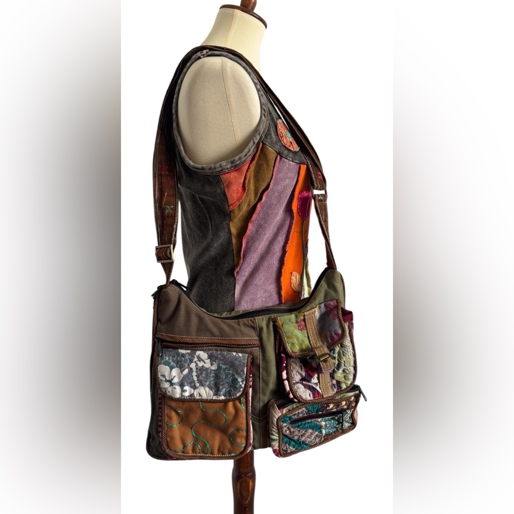 Blue Sky Multicolor Patchwork Multi Pocket Boho B… - image 12